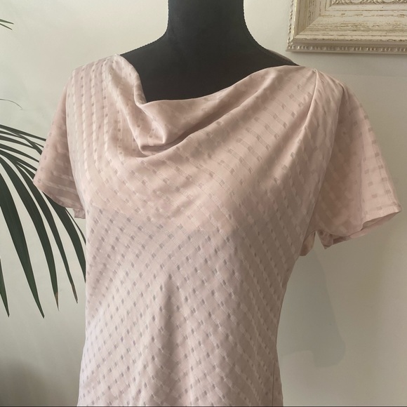 Calvin Klein Vintage Pink Blouse Cowl Neck checkered Pattern Fabric Top Size M - Picture 3 of 8